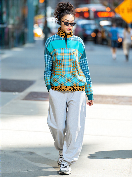 Maldives in the Background Plaid Heavyweight Quarter Zip Unisex Pullover