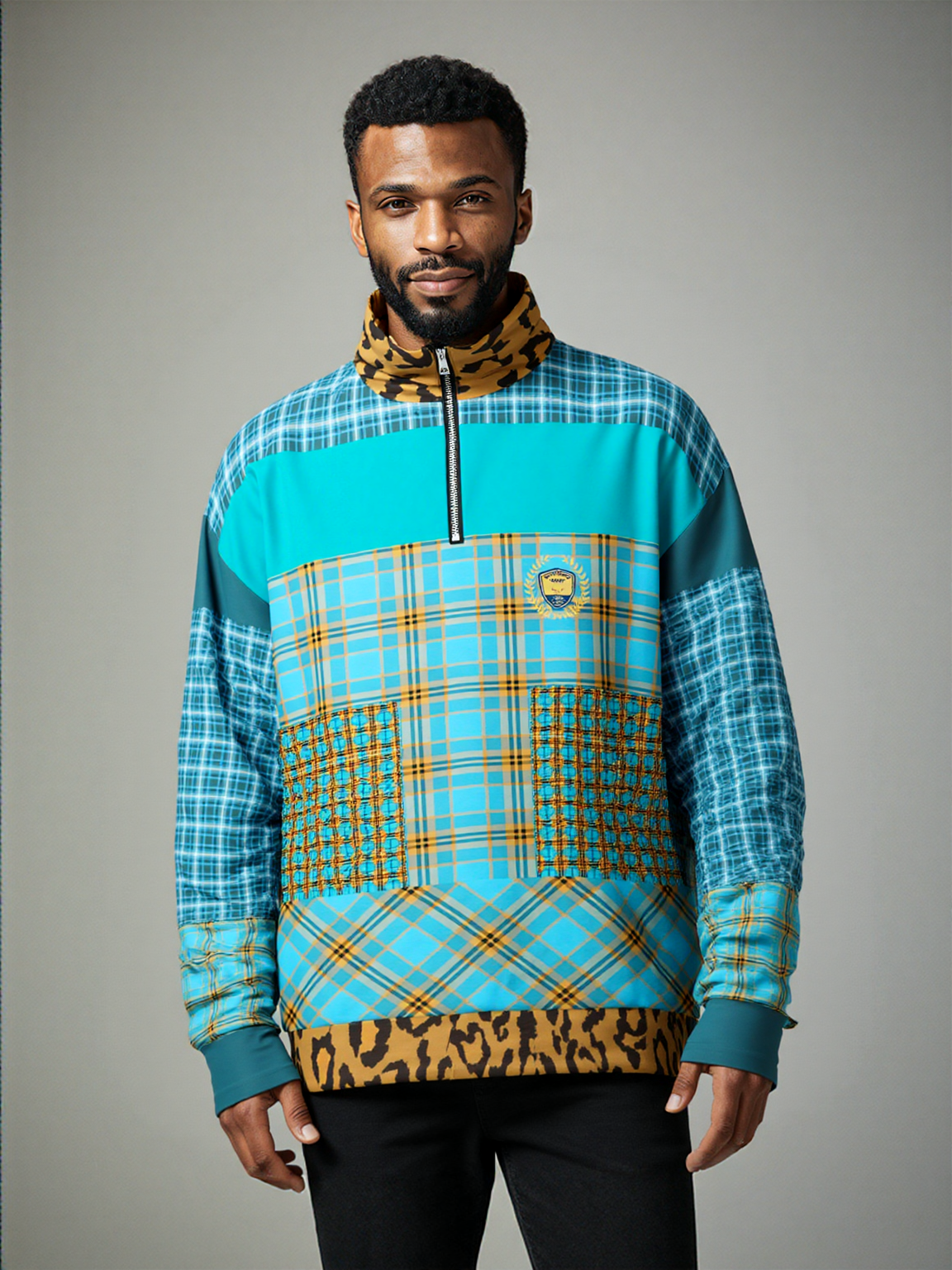 Maldives in the Background Plaid Heavyweight Quarter Zip Unisex Pullover