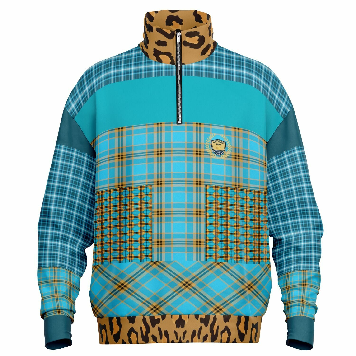 Maldives in the Background Plaid Heavyweight Quarter Zip Unisex Pullover