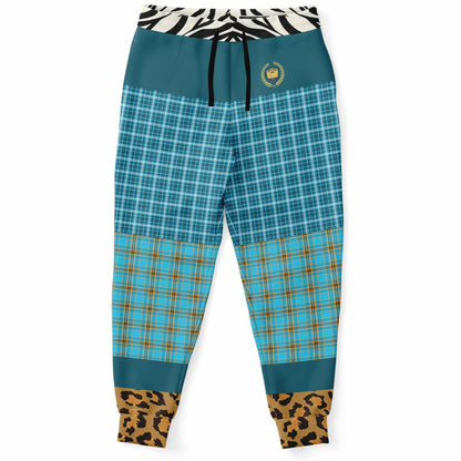 Maldives in the Background Blue Plaid Eco-Poly Joggers