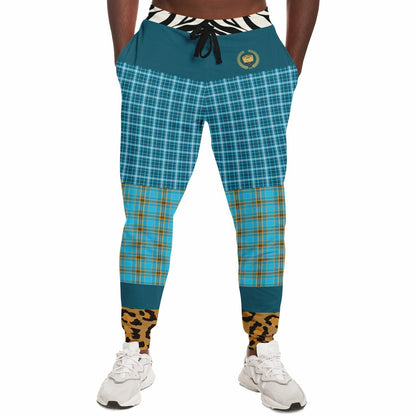 Maldives in the Background Blue Plaid Eco-Poly Joggers