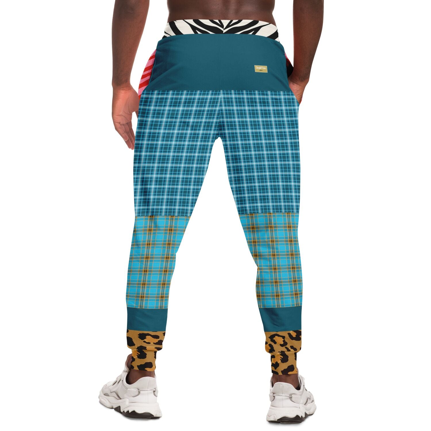 Maldives in the Background Blue Plaid Eco-Poly Joggers