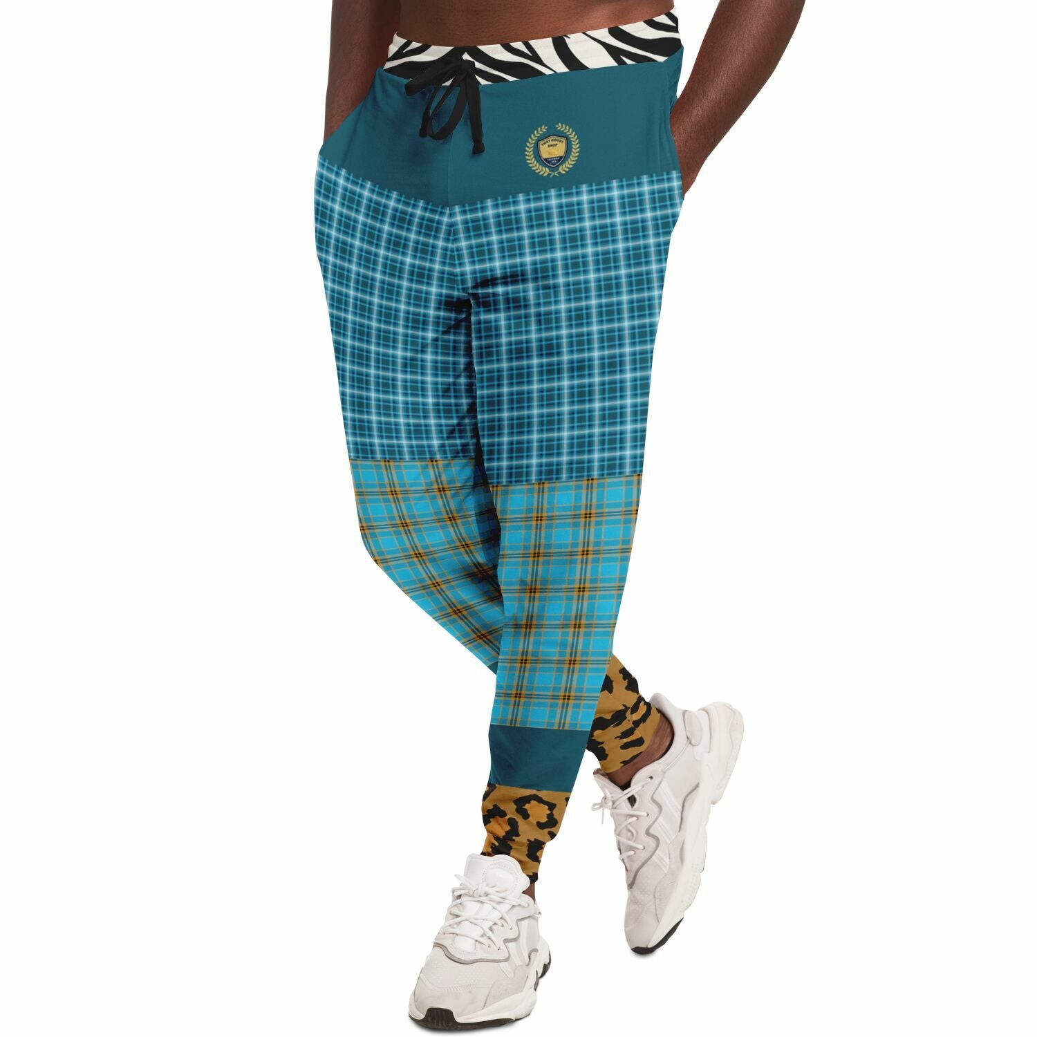 Maldives in the Background Blue Plaid Eco-Poly Joggers