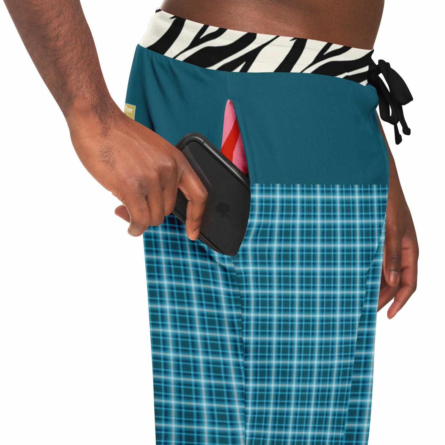 Maldives in the Background Blue Plaid Eco-Poly Joggers