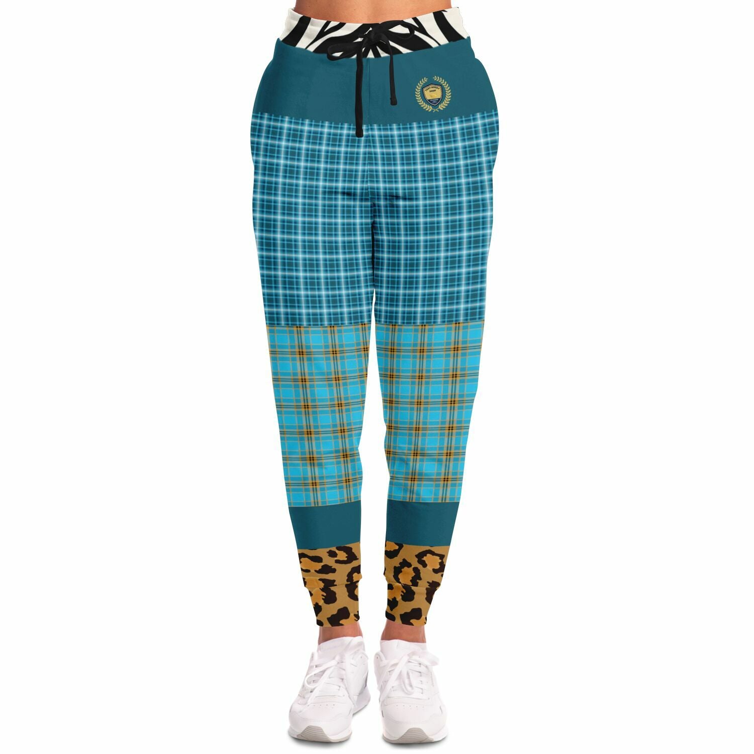 Maldives in the Background Blue Plaid Eco-Poly Joggers