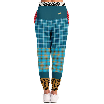 Maldives in the Background Blue Plaid Eco-Poly Joggers