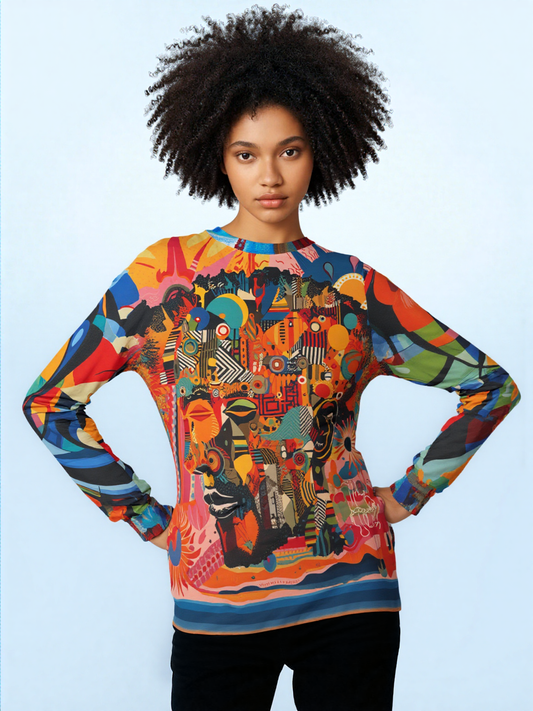 Man of Two Faces Patchwork Print Unisex Sweatshirt (Gold Label)