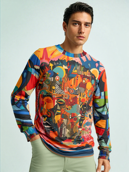 Man of Two Faces Patchwork Print Unisex Sweatshirt (Gold Label)