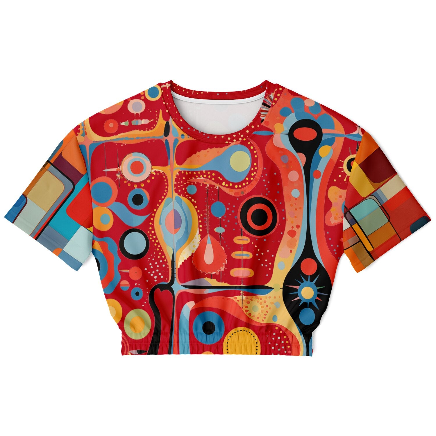 Mardi Gras in Brazil Abstract Geo Eco-Poly Short Sleeve Cropped Pullover