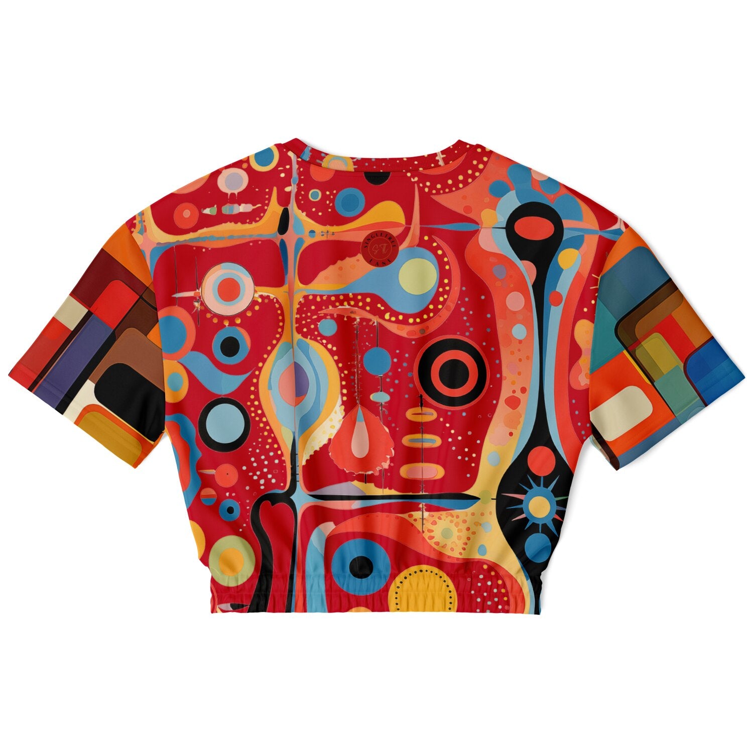 Mardi Gras in Brazil Abstract Geo Eco-Poly Short Sleeve Cropped Pullover