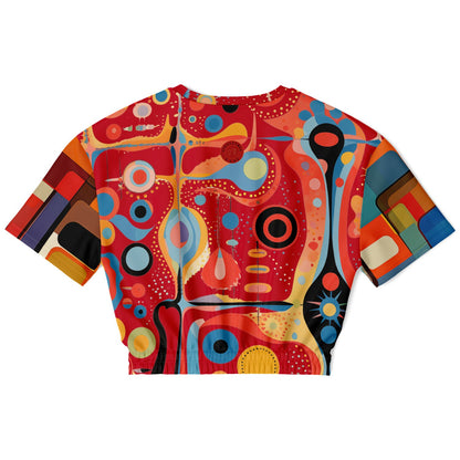 Mardi Gras in Brazil Abstract Geo Eco-Poly Short Sleeve Cropped Pullover