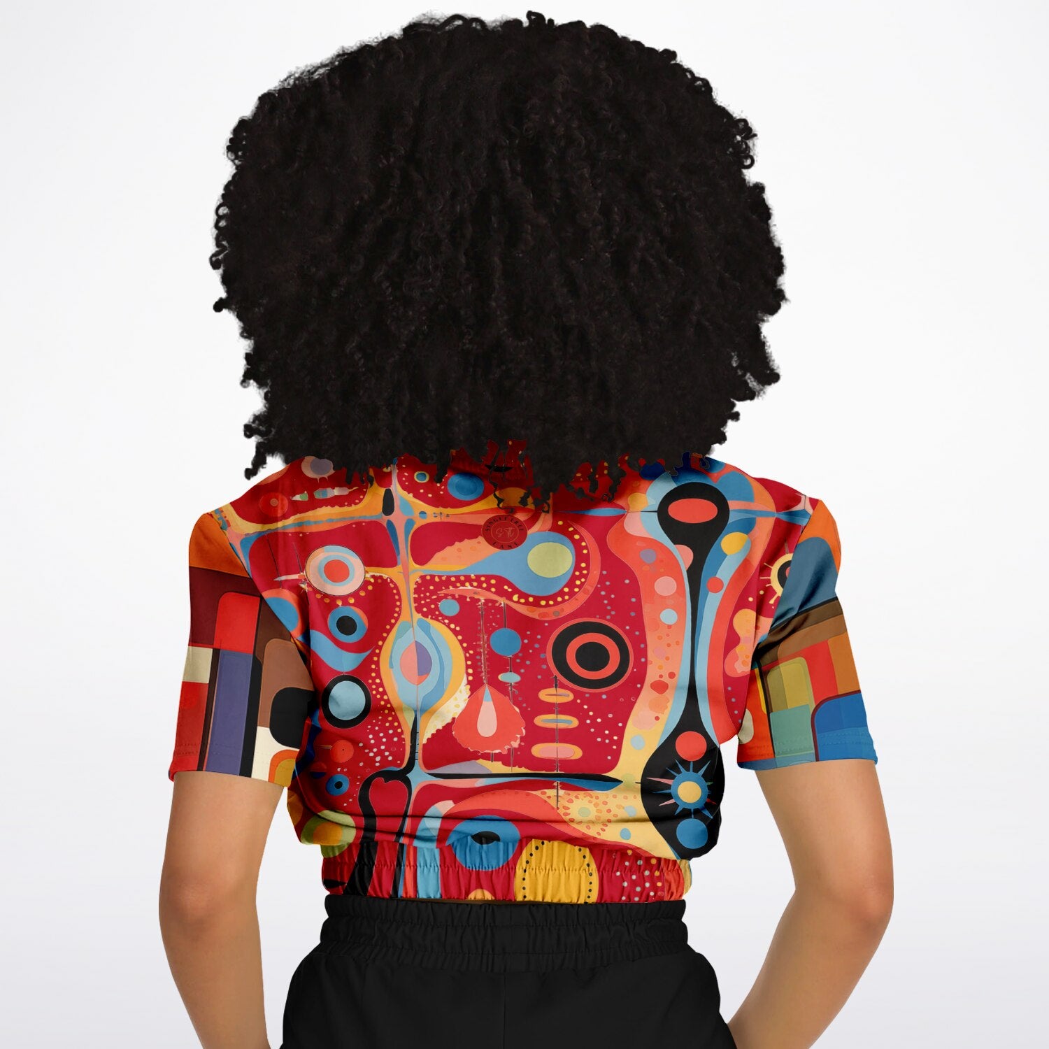 Mardi Gras in Brazil Abstract Geo Eco-Poly Short Sleeve Cropped Pullover