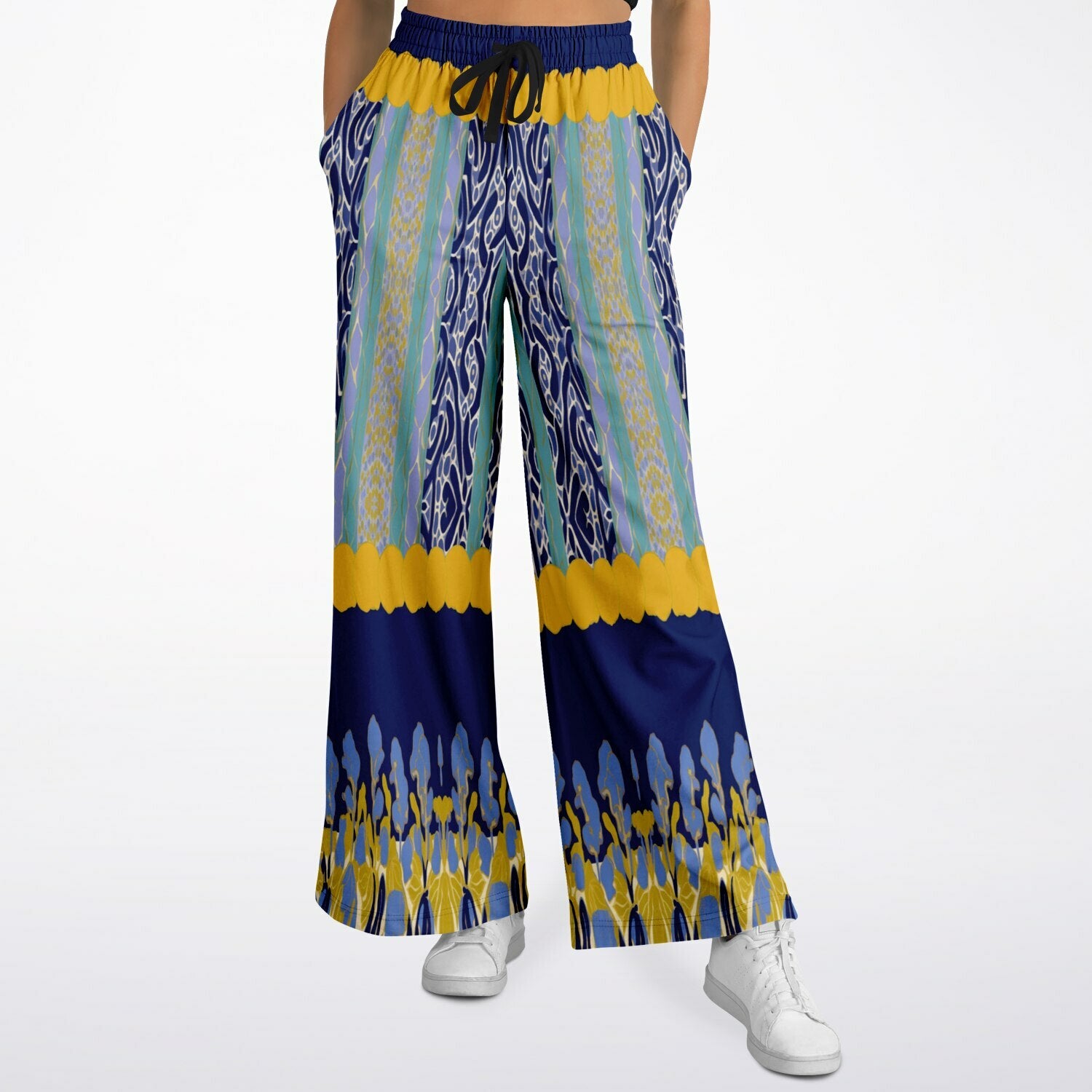 Mass Hypnosis Abstract Floral Stripe Eco-Poly Wide Leg Pants