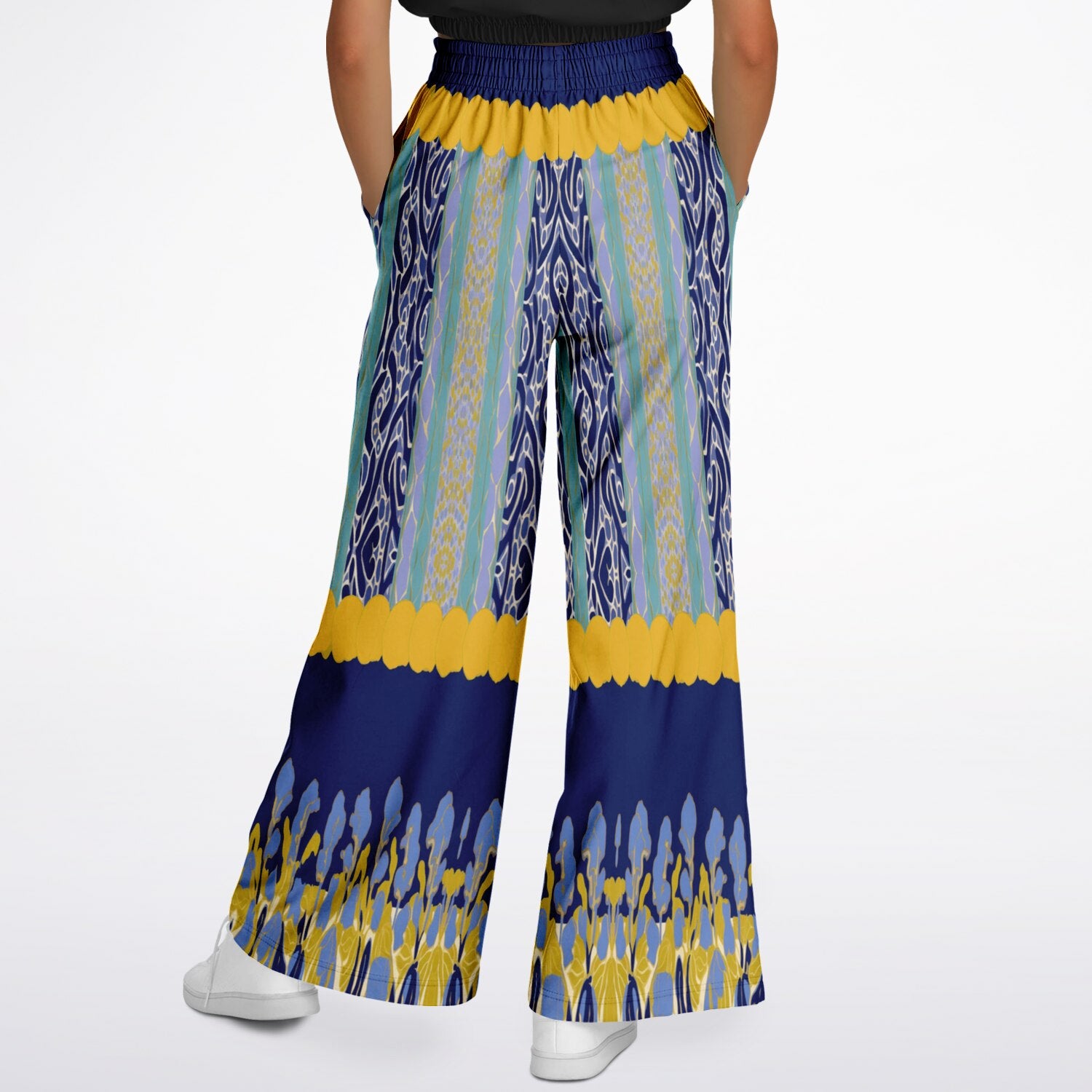 Mass Hypnosis Abstract Floral Stripe Eco-Poly Wide Leg Pants