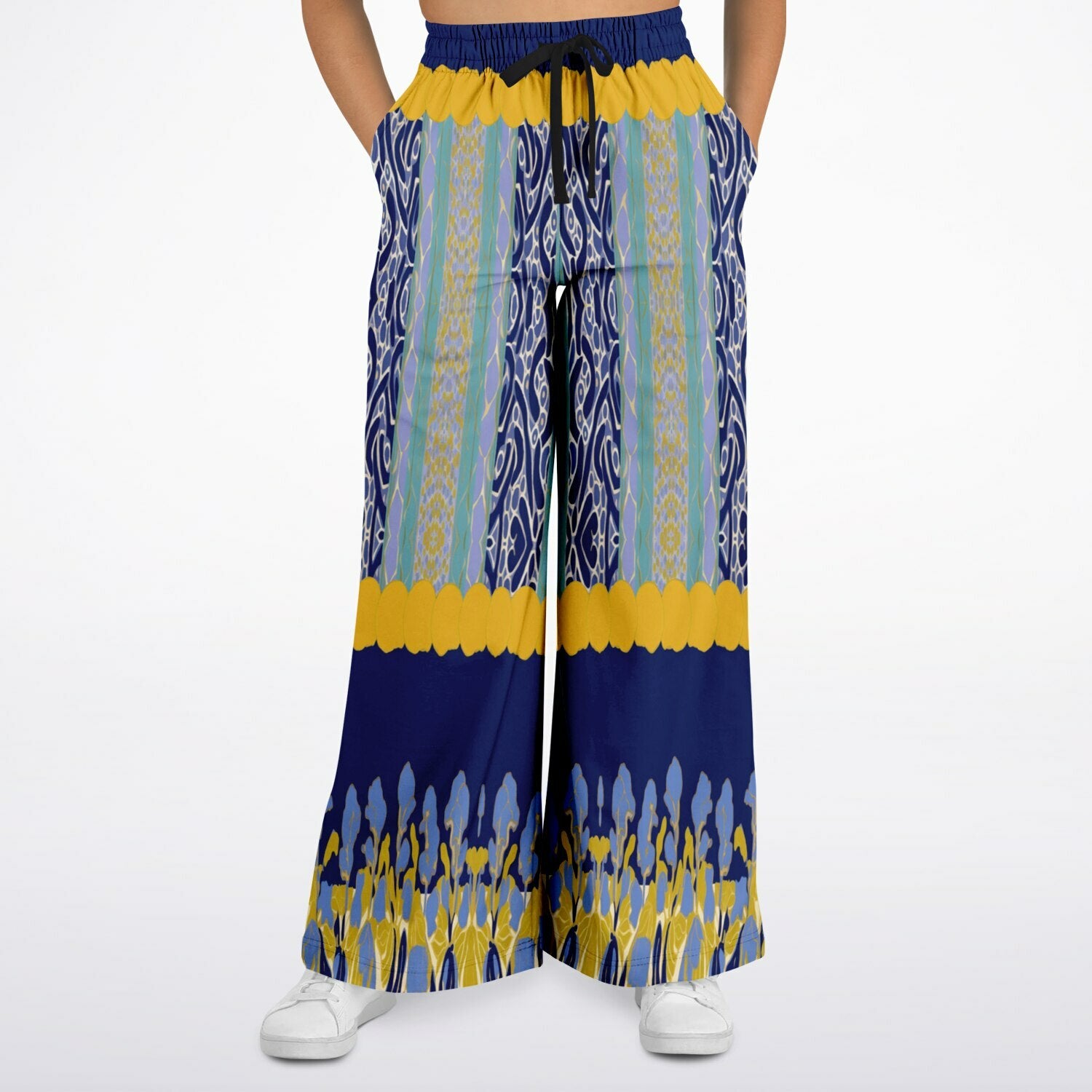Mass Hypnosis Abstract Floral Stripe Eco-Poly Wide Leg Pants