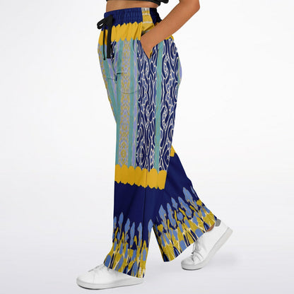 Mass Hypnosis Abstract Floral Stripe Eco-Poly Wide Leg Pants