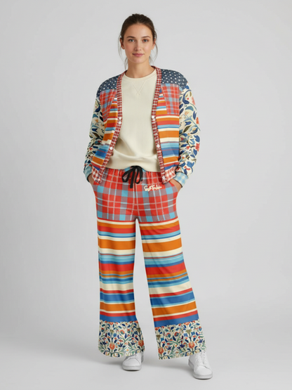 Meet Me in Andalusia Floral Stripe Heavyweight Unisex Cardigan