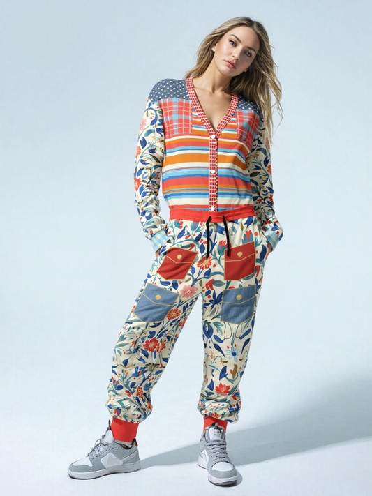 Meet Me in Andalusia Floral Stripe Heavyweight Unisex Cardigan