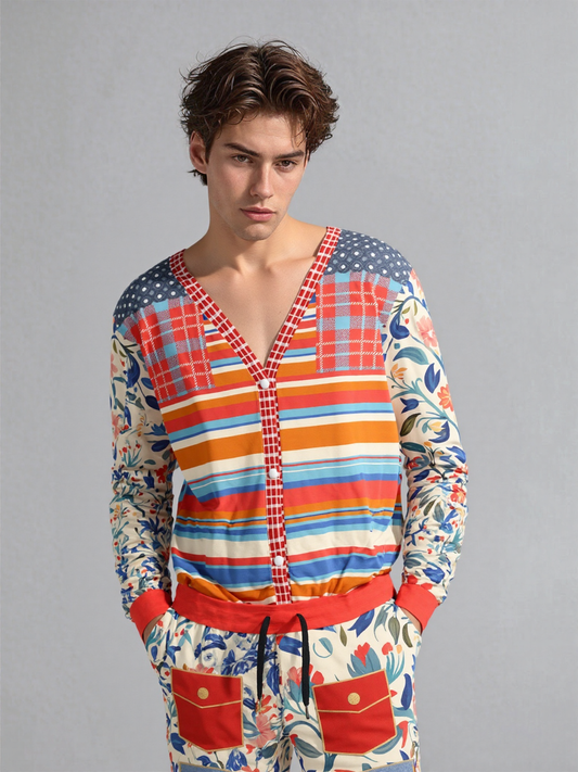 Meet Me in Andalusia Floral Stripe Heavyweight Unisex Cardigan