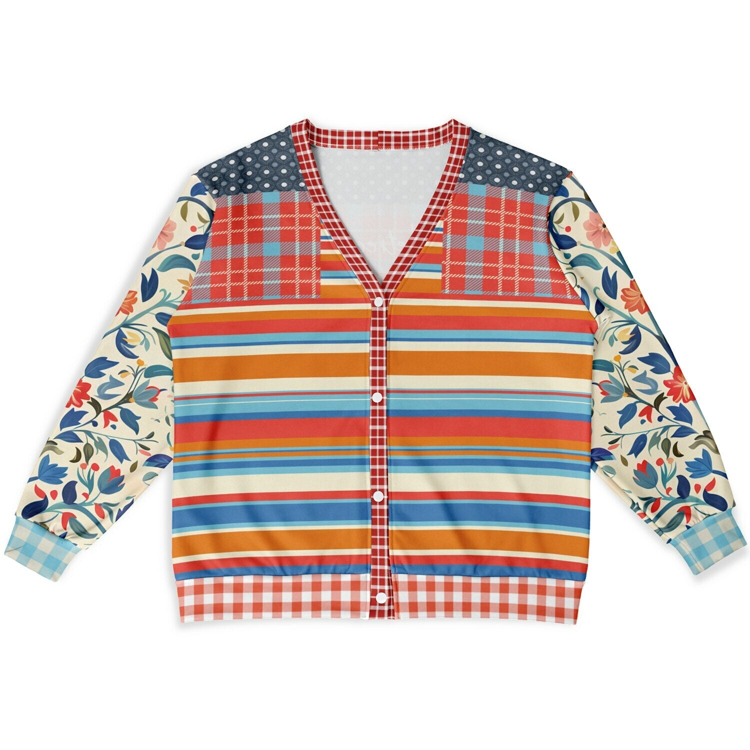 Meet Me in Andalusia Floral Stripe Heavyweight Unisex Cardigan