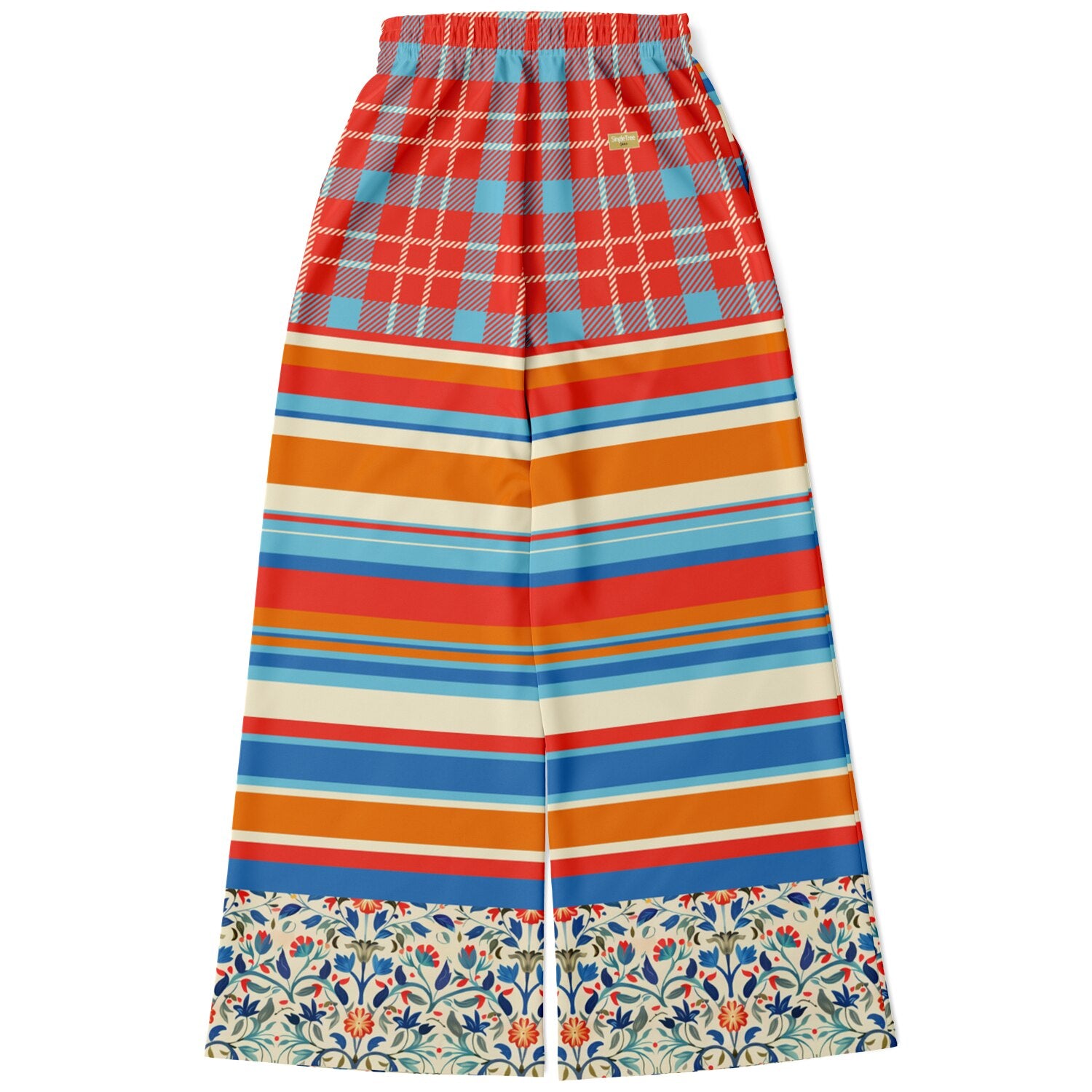 Meet Me in Andalusia Floral Plaid Eco-Poly Wide Leg Pants