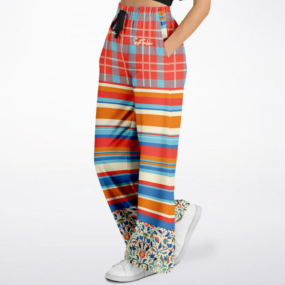 Meet Me in Andalusia Floral Plaid Eco-Poly Wide Leg Pants