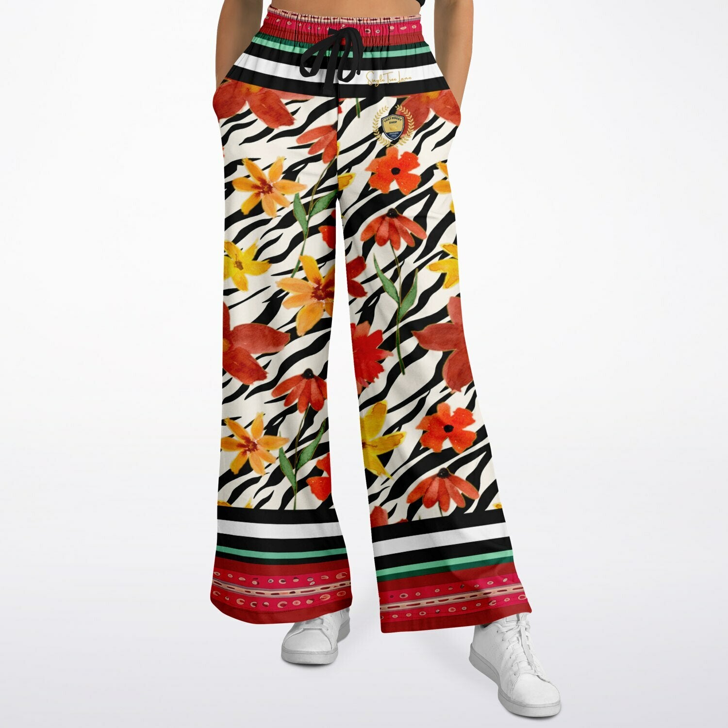 Meet Me in Tangiers in Floral Stripe Eco-Poly Wide Leg Pants