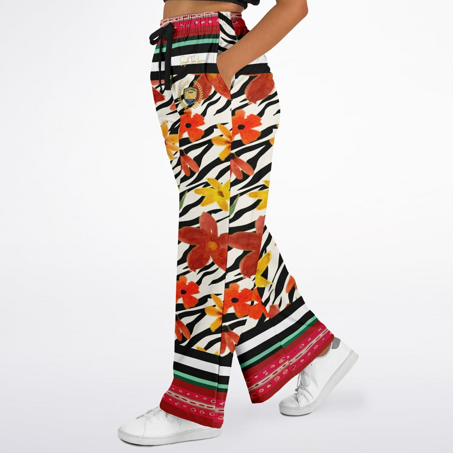 Meet Me in Tangiers in Floral Stripe Eco-Poly Wide Leg Pants