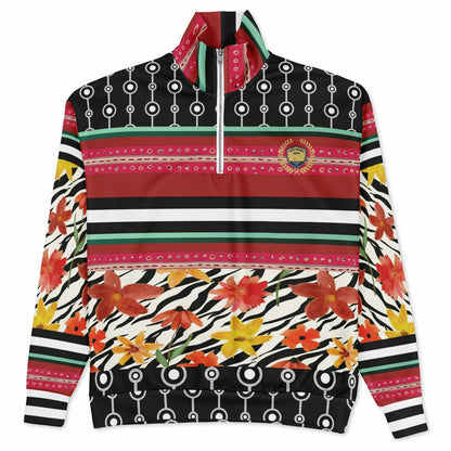 Meet Me in Tangiers in Striped Floral Heavyweight Oversized Quarter Zip Sweatshirt