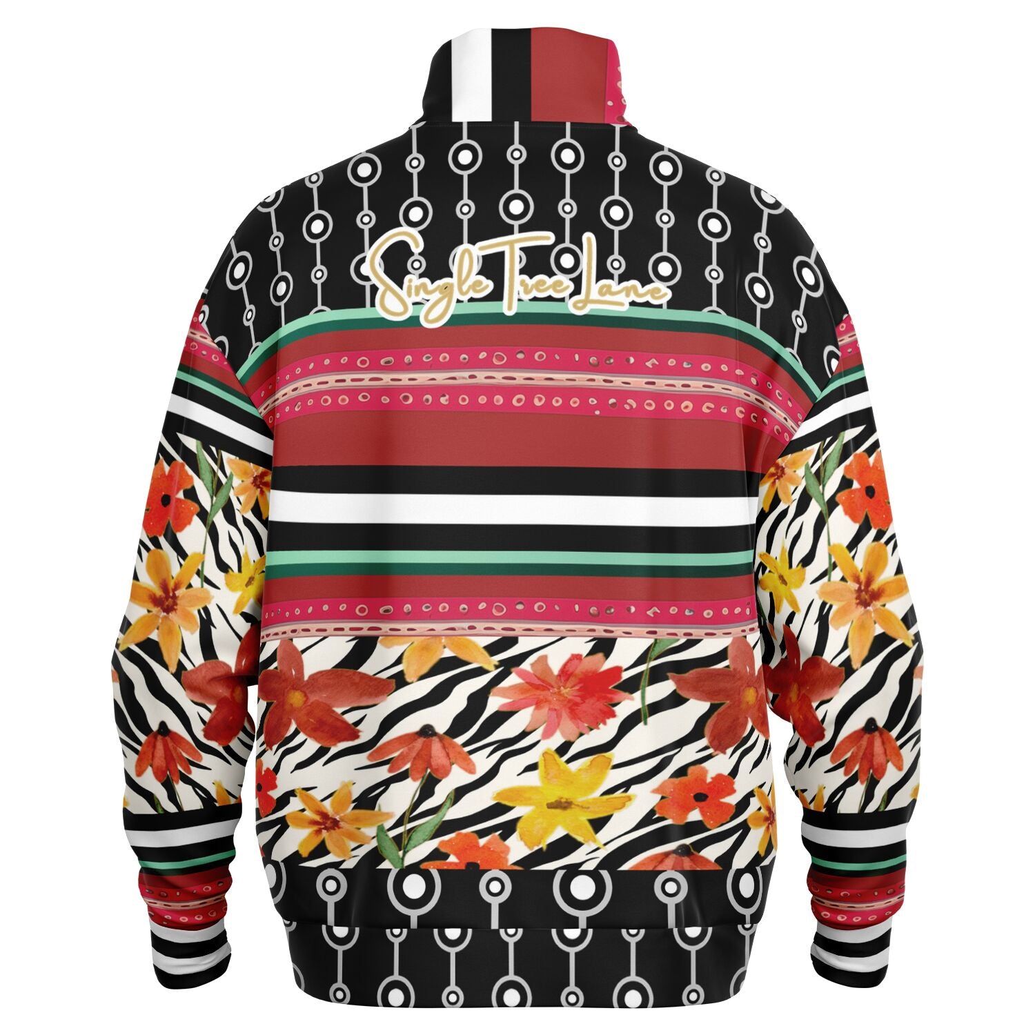 Meet Me in Tangiers in Striped Floral Heavyweight Oversized Quarter Zip Sweatshirt