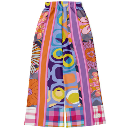 Mercury Retrograde Floral Plaid Eco-Poly Wide Leg Pants
