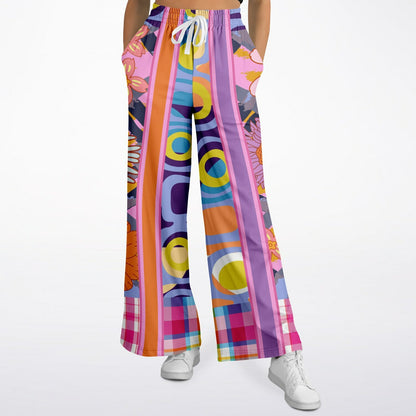 Mercury Retrograde Floral Plaid Eco-Poly Wide Leg Pants