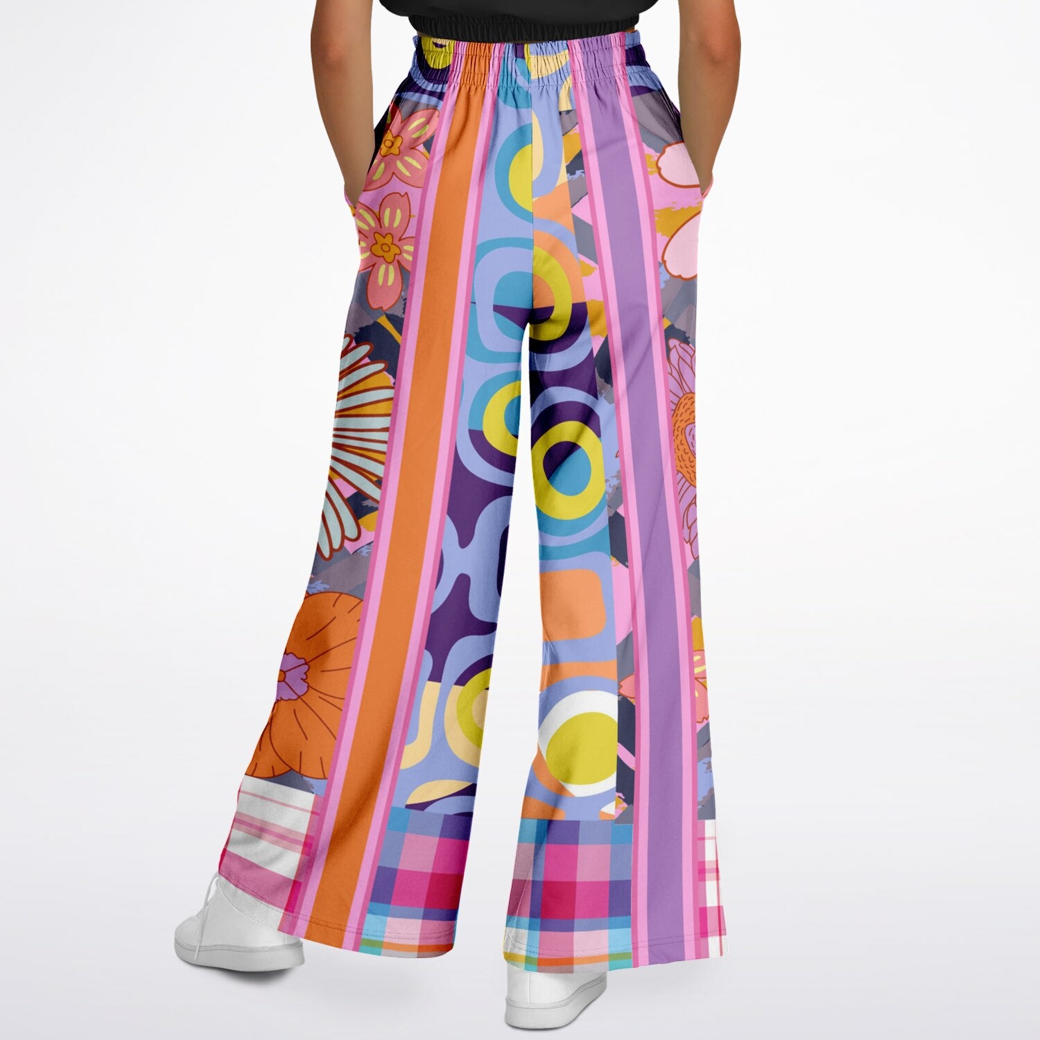 Mercury Retrograde Floral Plaid Eco-Poly Wide Leg Pants