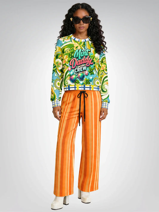 Mint Daddy Crew Paisley Print Cropped Sweatshirt (Gold Label)