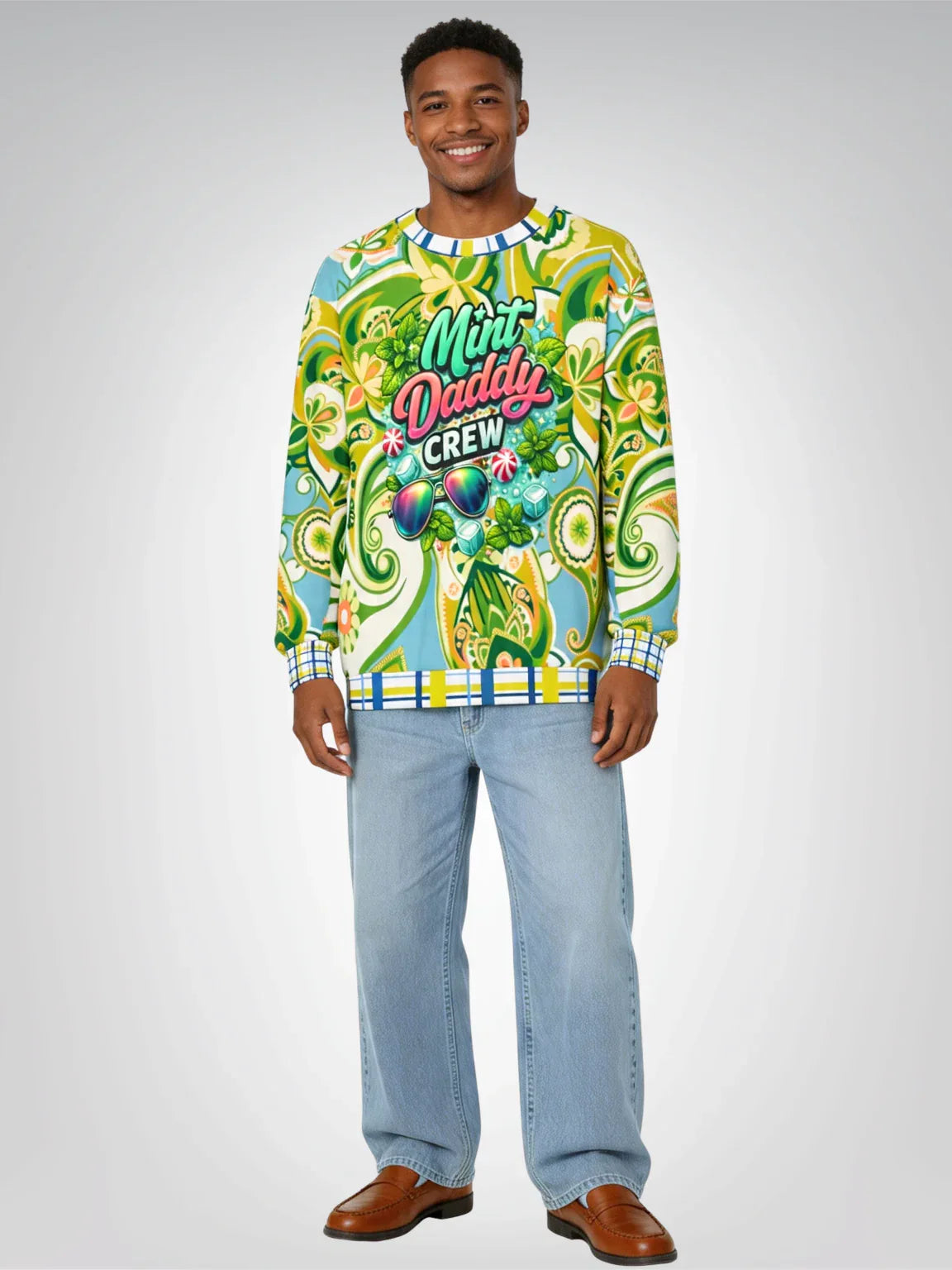 Mint Daddy Crew Paisley Print Unisex Sweatshirt (Gold Label)