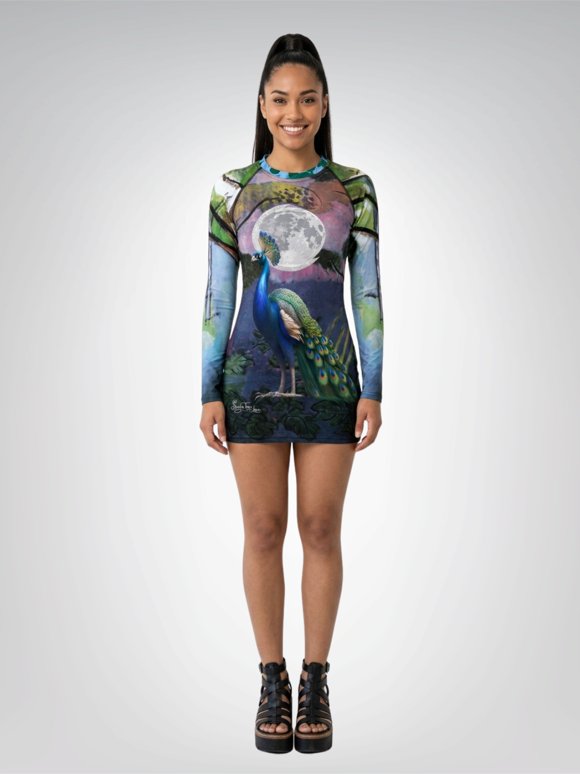 Moroccan Landscape by Moonlight in Peacock Energy Women&