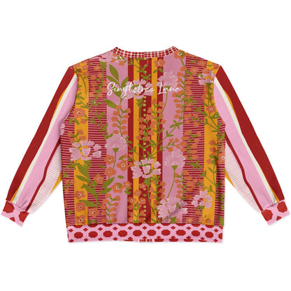 My Dream in Red Stripe Floral Heavyweight Unisex Cardigan