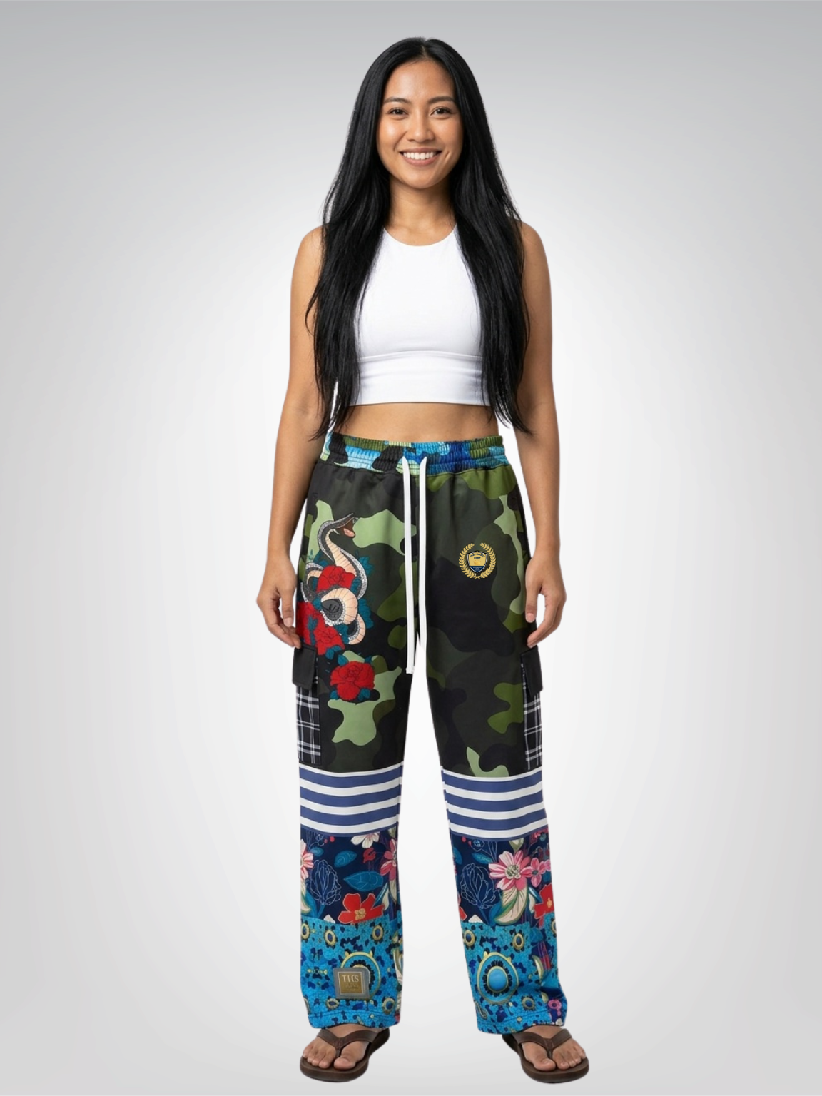 My Floral Camo Snake Cargo Pants