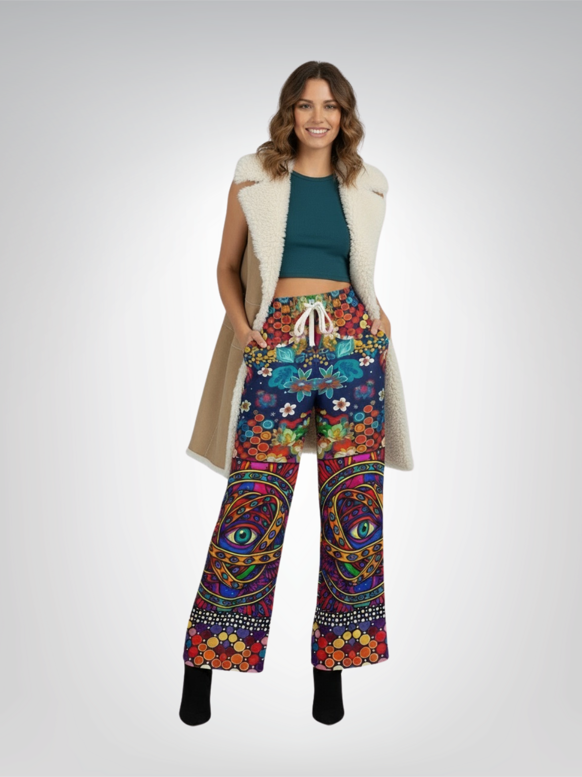 My Friend the Ophanim - Angel in Pop Art Eco-Poly Wide Leg Pants