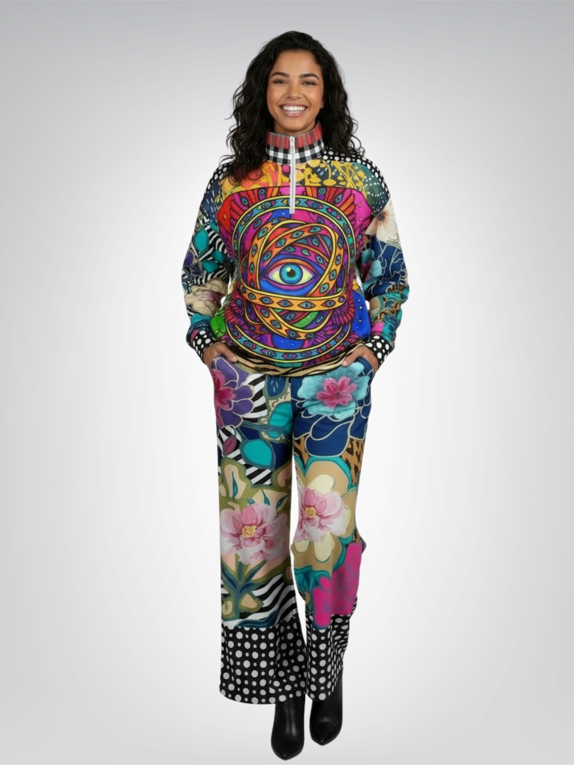 My Friend the Ophanim - Angel in Pop Art Heavyweight Oversized Quarter Zip Sweatshirt