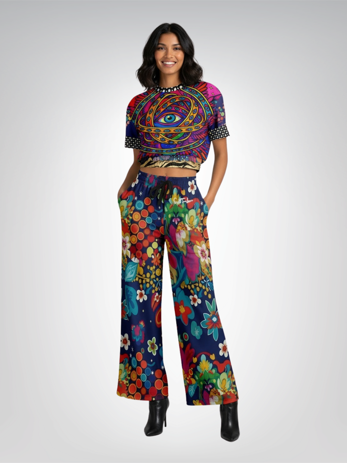 My Friend the Ophanim Tropical Splash Eco-Poly Wide Leg Pants