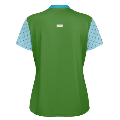 My Green Golf Scenery Mandarin Collar Ladies Golf Polo Jersey