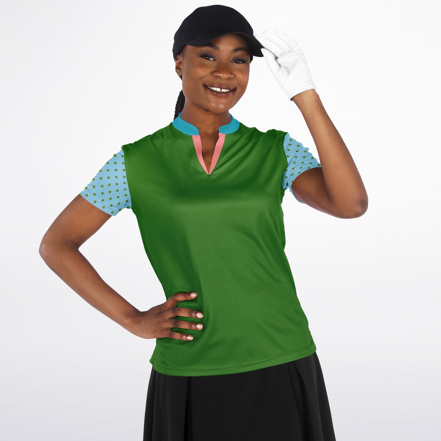 My Green Golf Scenery Mandarin Collar Ladies Golf Polo Jersey