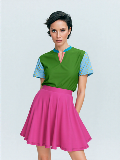 My Green Golf Scenery Mandarin Collar Ladies Golf Polo Jersey