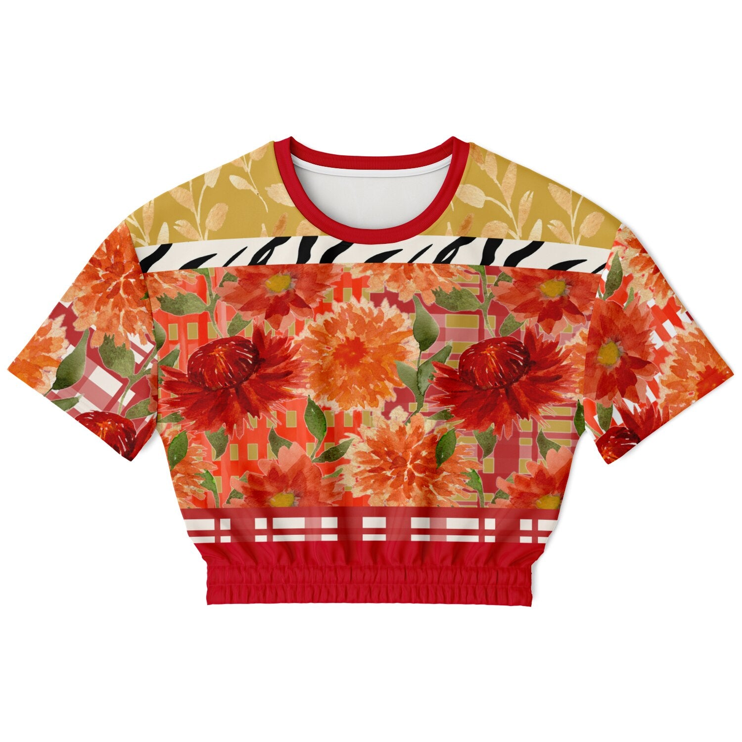 My Hippie Island Floral Eco-Poly Short Sleeve Cropped Pullover