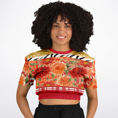 My Hippie Island Floral Eco-Poly Short Sleeve Cropped Pullover