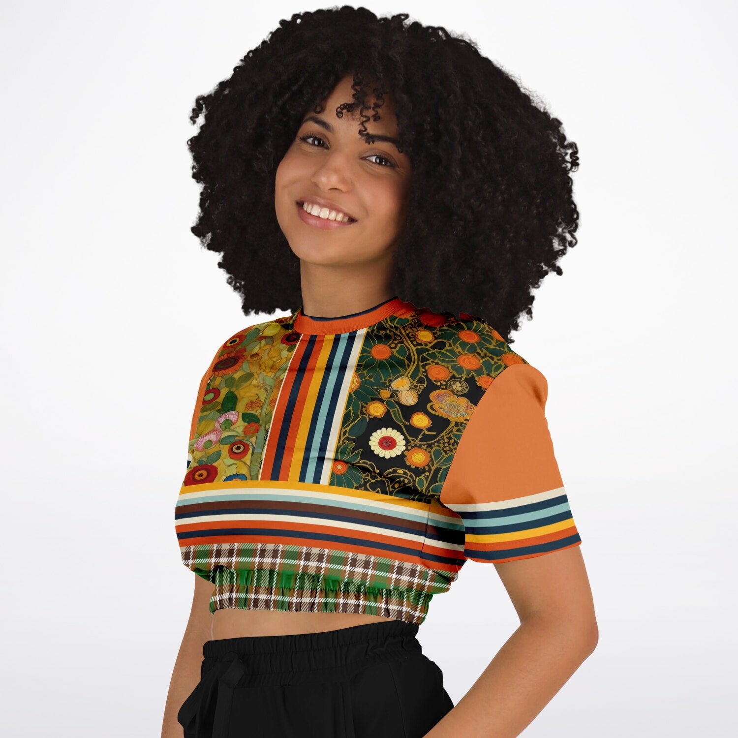 My Life as a Fairy Floral Stripe Eco-Poly Short Sleeve Cropped Pullover