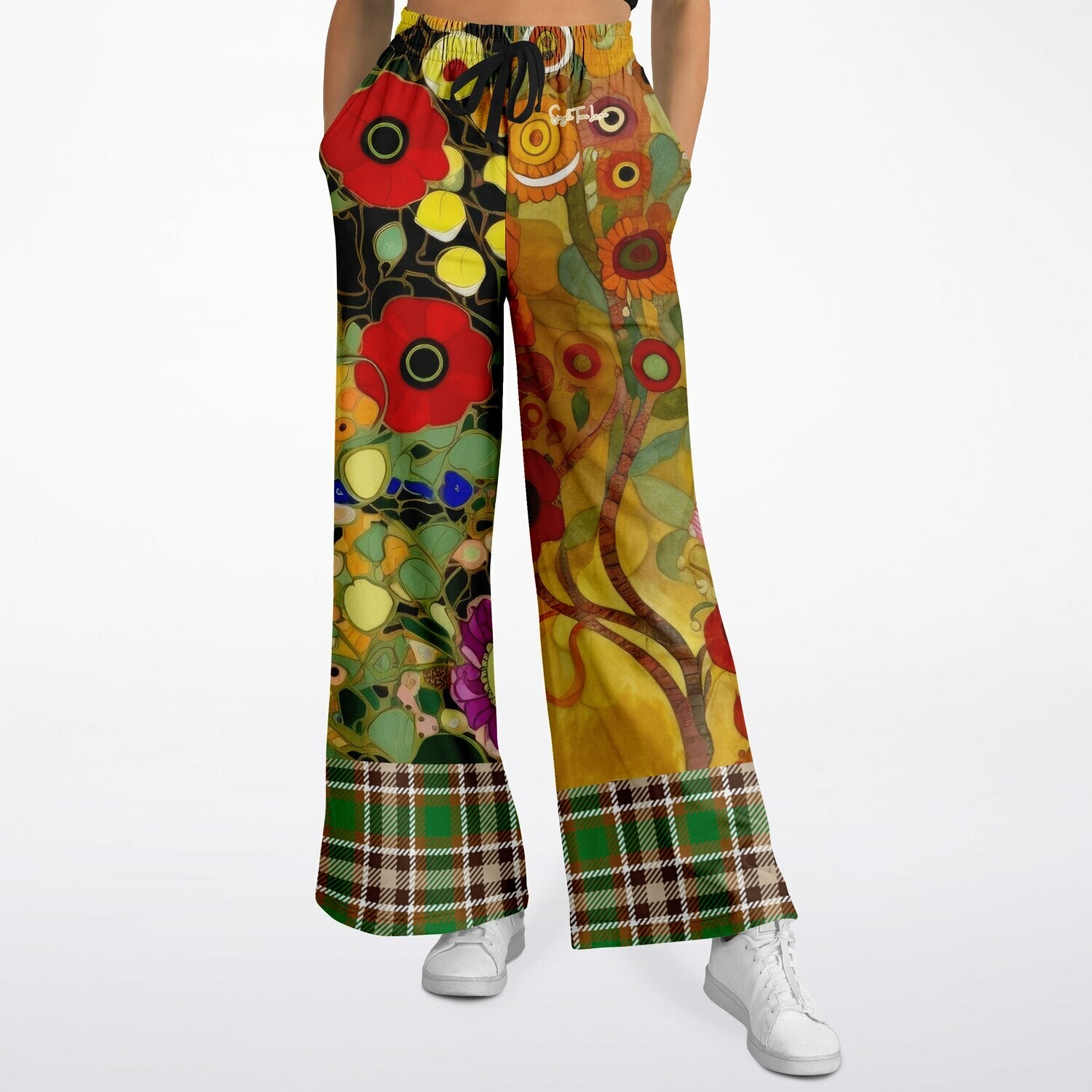 My Life as a Fairy Floral Plaid Eco-Poly Wide Leg Pants