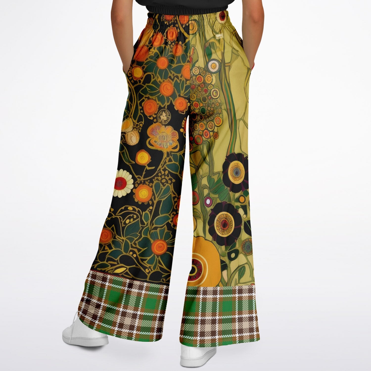 My Life as a Fairy Floral Plaid Eco-Poly Wide Leg Pants