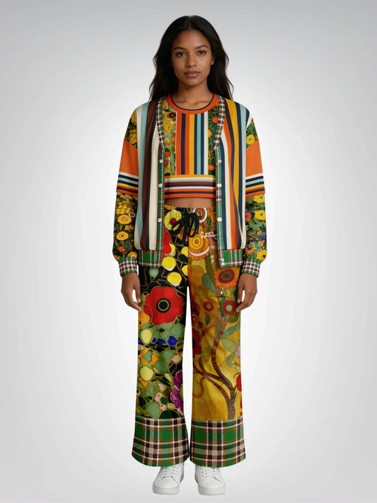 My Life as a Fairy Floral Stripe Heavyweight Unisex Cardigan